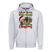 Heather Grey when you’re dead inside but it's christmas Zipper Hoodie - BundleAndBundleShop
