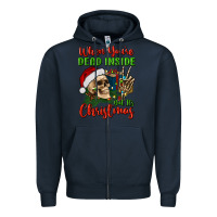 Navy when you’re dead inside but it's christmas Zipper Hoodie - BundleAndBundleShop