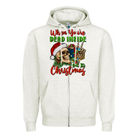 Oatmeal Heather when you’re dead inside but it's christmas Zipper Hoodie - BundleAndBundleShop