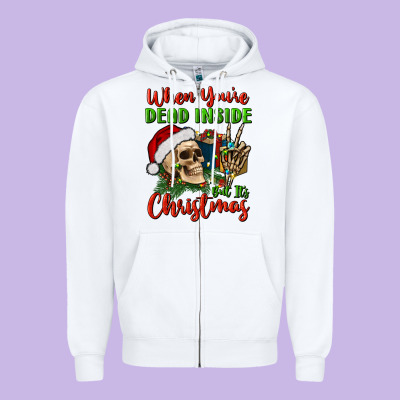 When You’re Dead Inside But It's Christmas Zipper Hoodie Designed By Bundleandbundleshop
