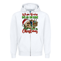 White when you’re dead inside but it's christmas Zipper Hoodie - BundleAndBundleShop