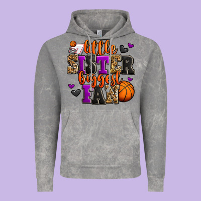 Little Sister Biggest Fan Basketball Vintage Hoodie Designed By Jasminsmagicworld
