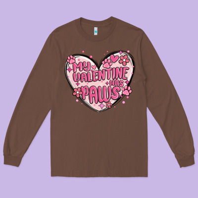 My Valentine Has Paws Long Sleeve Tee Designed By Maliassmallbusiness