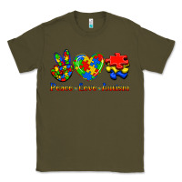 Army Green Peace Love Autism Classic Tee - Jasminsmagicworld