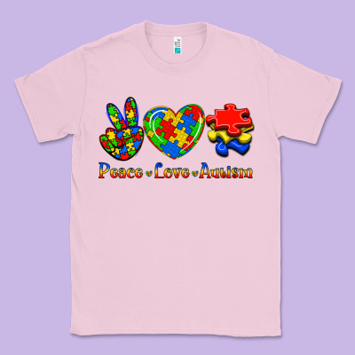 Peace Love Autism Classic Tee Designed By Jasminsmagicworld