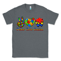 Charcoal Heather Peace Love Autism Classic Tee - Jasminsmagicworld