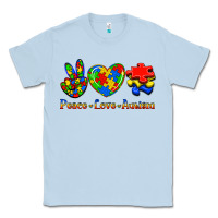 Dusty Blue Peace Love Autism Classic Tee - Jasminsmagicworld