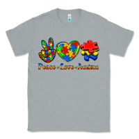Heather Grey Peace Love Autism Classic Tee - Jasminsmagicworld