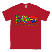 Red Peace Love Autism Classic Tee - Jasminsmagicworld