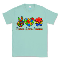 Seafoam Peace Love Autism Classic Tee - Jasminsmagicworld