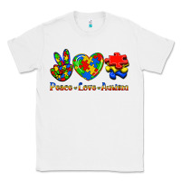 White Peace Love Autism Classic Tee - Jasminsmagicworld