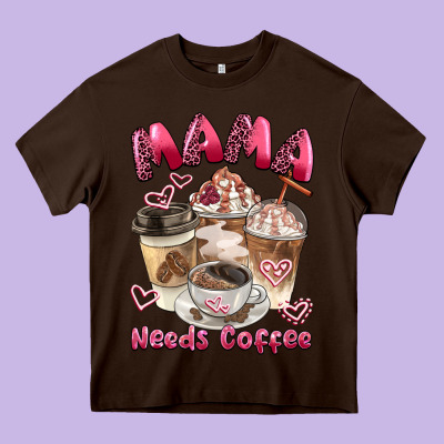 Mama Needs Coffee Heavy Core Tee Designed By Barkaloodesign