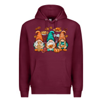 Burgundy Thanksgiving gnomes Premium Hoodie - NancyCooperArtShop