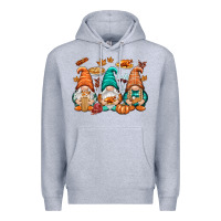 Heather Grey Thanksgiving gnomes Premium Hoodie - NancyCooperArtShop