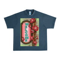 Midnight Navy Western Red Roses Welcome Urban Heavy Tee - LillyAllenDesigns