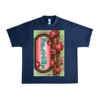Navy Western Red Roses Welcome Urban Heavy Tee - LillyAllenDesigns