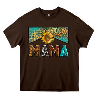 Chocolate Brown mama sunflower junkie Heavy Core Tee - Zillion Design Studio