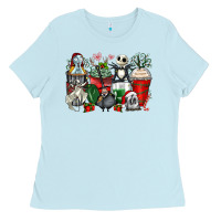 Baby Blue Christmas cartoon characters coffee cups Ladies Tee - Zillion Design Studio