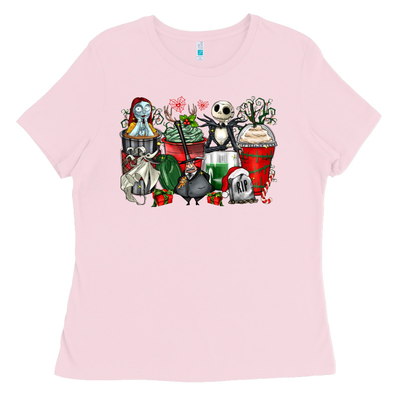 Christmas Cartoon Characters Coffee Cups Ladies Tee by Zillion Design Studio | Teevron