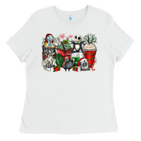 White Christmas cartoon characters coffee cups Ladies Tee - Zillion Design Studio