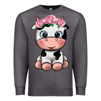 Charcoal Heather cute cow Premium Sweatshirt - texasbilliewilder