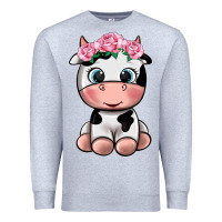 Heather Grey cute cow Premium Sweatshirt - texasbilliewilder