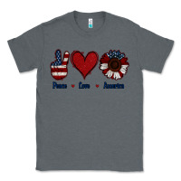 Charcoal Heather Peace Love America Classic Tee - Jasminsmagicworld