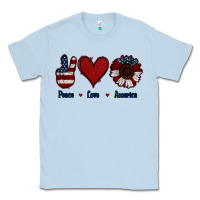 Dusty Blue Peace Love America Classic Tee - Jasminsmagicworld