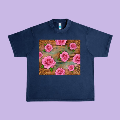 Western Pink Roses Urban Heavy Tee Designed By Lillyallendesigns