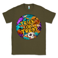 Army Green Trick Or Treat Hallowen Round Classic Tee - LillyAllenDesigns
