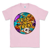 Bubblegum Pink Trick Or Treat Hallowen Round Classic Tee - LillyAllenDesigns