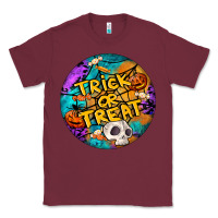 Burgundy Trick Or Treat Hallowen Round Classic Tee - LillyAllenDesigns