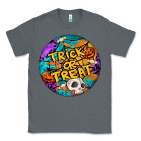 Charcoal Heather Trick Or Treat Hallowen Round Classic Tee - LillyAllenDesigns