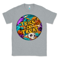 Heather Grey Trick Or Treat Hallowen Round Classic Tee - LillyAllenDesigns