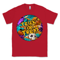 Red Trick Or Treat Hallowen Round Classic Tee - LillyAllenDesigns