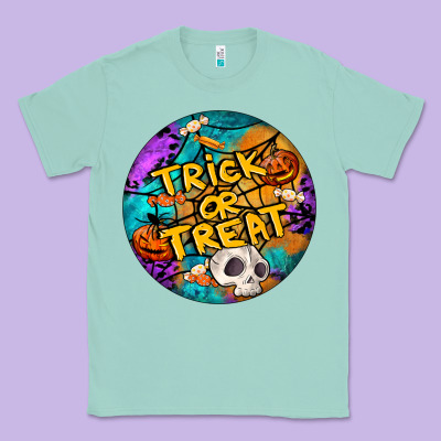 Trick Or Treat Hallowen Round Classic Tee Designed By Lillyallendesigns