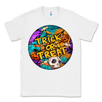 White Trick Or Treat Hallowen Round Classic Tee - LillyAllenDesigns