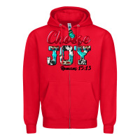 Red Choose Joy Zipper Hoodie - BundleAndBundleShop