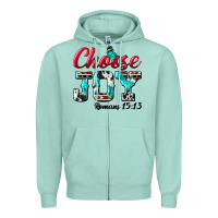 Seafoam Choose Joy Zipper Hoodie - BundleAndBundleShop
