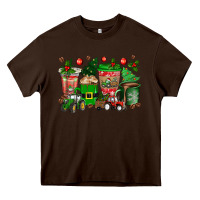 Chocolate Brown christmas tractor coffee cups Heavy Core Tee - texasbilliewilder