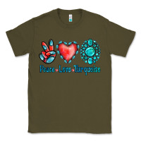 Army Green Peace Love Turquoise Classic Tee - Jasminsmagicworld