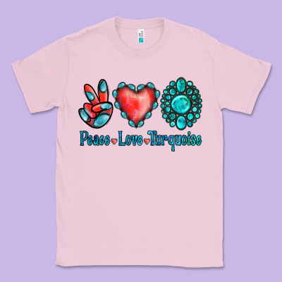 Peace Love Turquoise Classic Tee Designed By Jasminsmagicworld