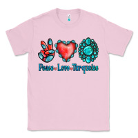 Bubblegum Pink Peace Love Turquoise Classic Tee - Jasminsmagicworld