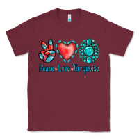 Burgundy Peace Love Turquoise Classic Tee - Jasminsmagicworld
