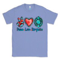 Colony Blue Peace Love Turquoise Classic Tee - Jasminsmagicworld