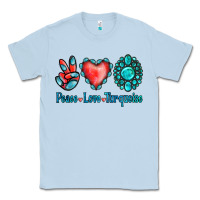 Dusty Blue Peace Love Turquoise Classic Tee - Jasminsmagicworld