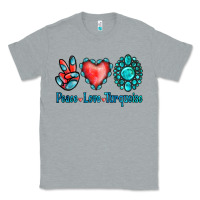 Heather Grey Peace Love Turquoise Classic Tee - Jasminsmagicworld