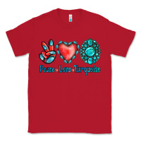 Red Peace Love Turquoise Classic Tee - Jasminsmagicworld