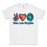 White Peace Love Turquoise Classic Tee - Jasminsmagicworld