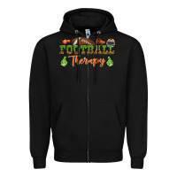 Black football therapy Zipper Hoodie - BundleAndBundleShop